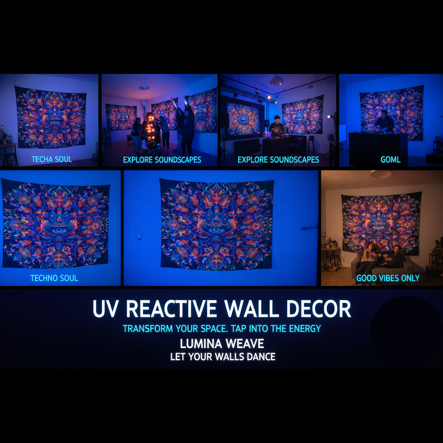 Ajna Eye Psychedelic UV Tapestry