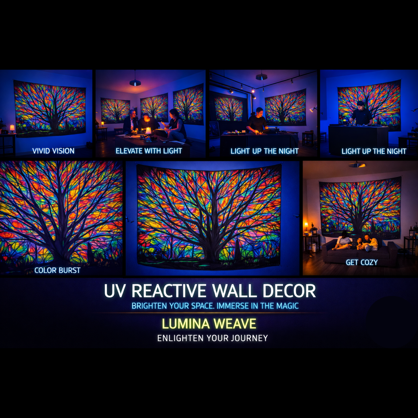 Kalpavriksha Psychedelic UV Tapestry